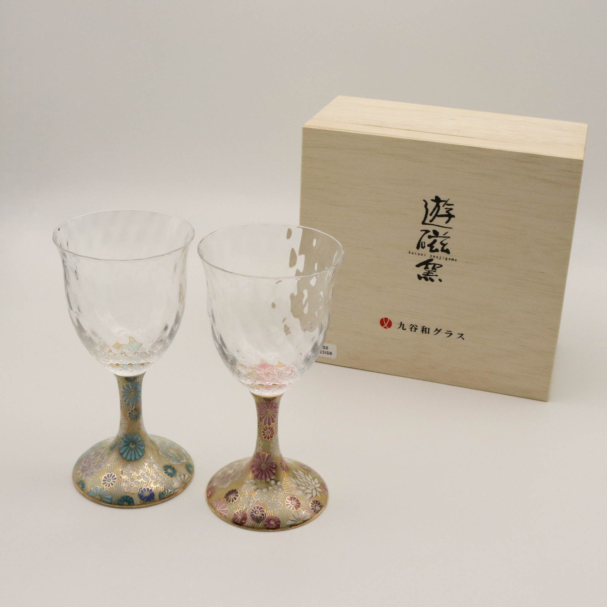 九谷和グラス | ワイン小 ペア | 格子 | 選べるペア3種 | 清峰堂