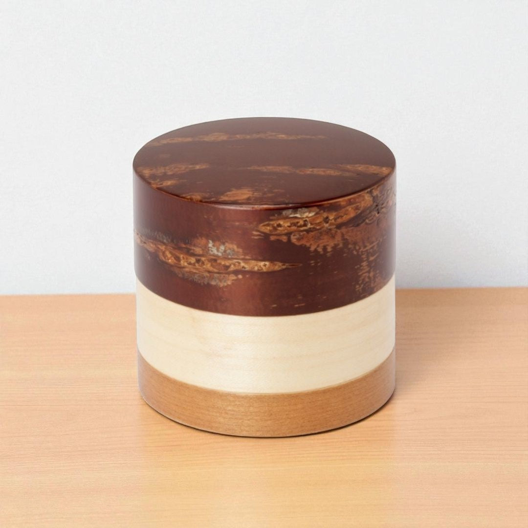 茶道具　天然木　黒柿製　無垢彫　茶筒　時代箱付　M　R3718 茶筒 黒柿・縞柿【幻の木】 05 – aitoki - 時を楽しむ丁寧な暮らし