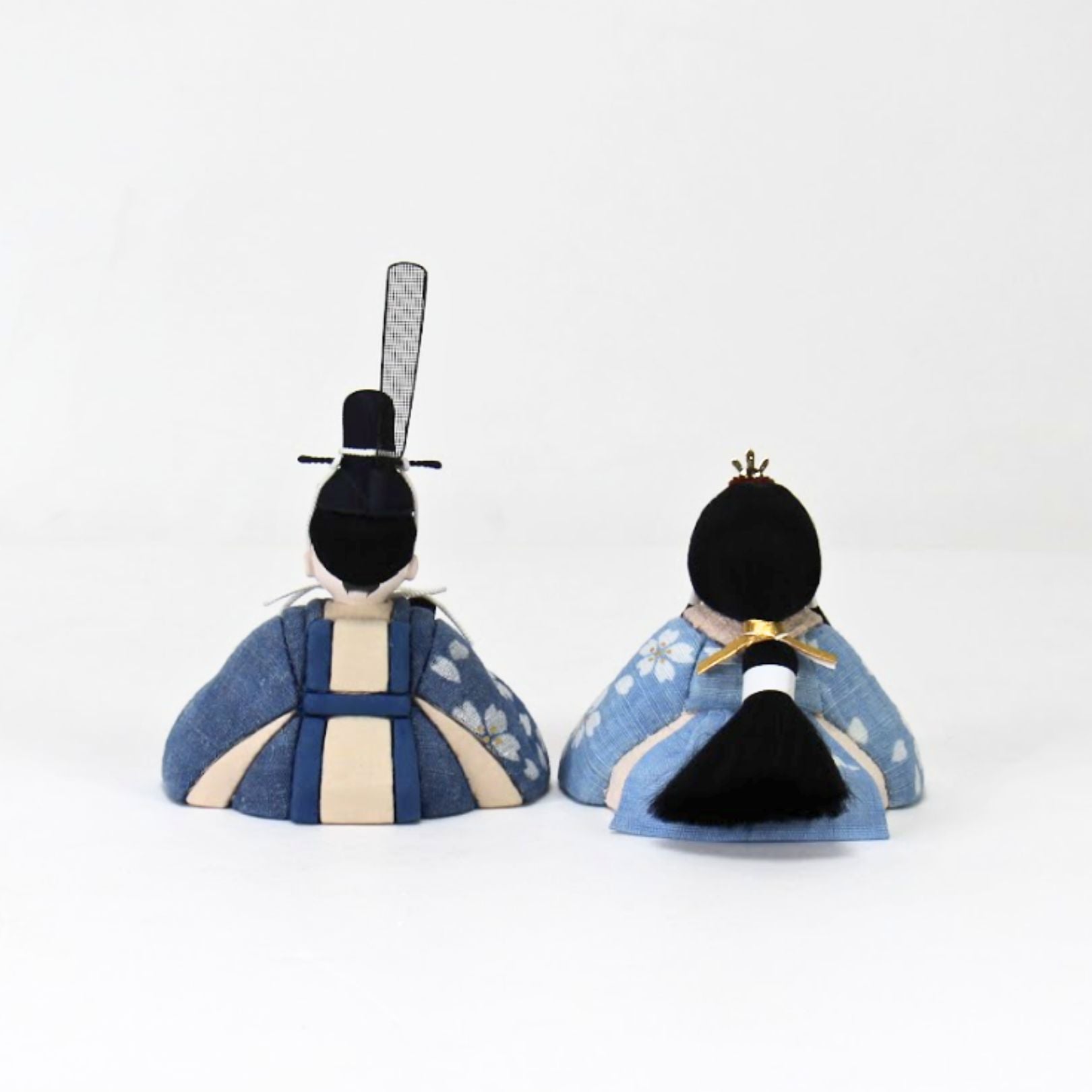 雛人形セット 藍染 | 桜柄 | 丸型グレー台 | 工房 縫nui【26/1/10以降順次配送】