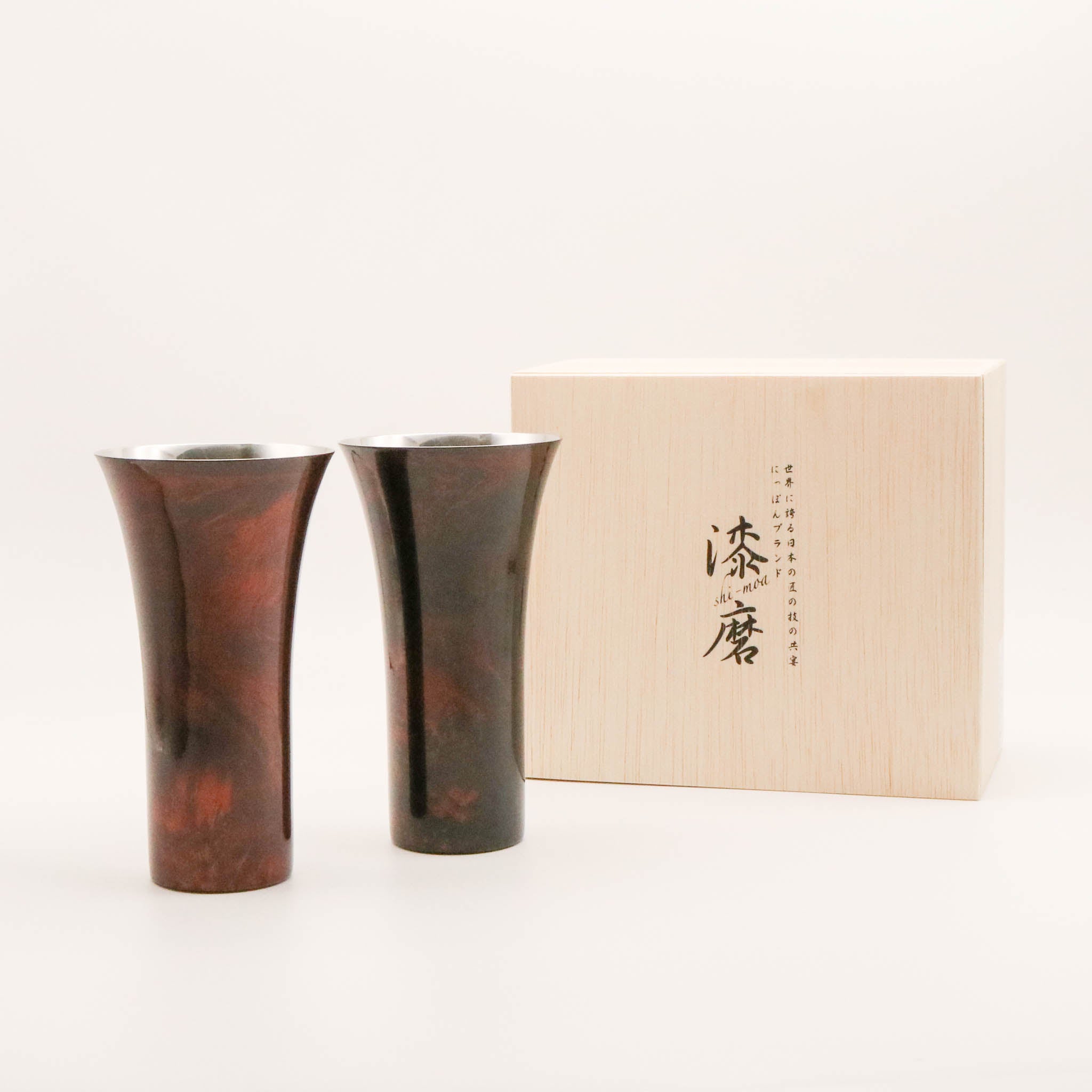 山中塗 カップ | 漆磨 | 白檀 シングル L | 黒×赤セット | ウチキ