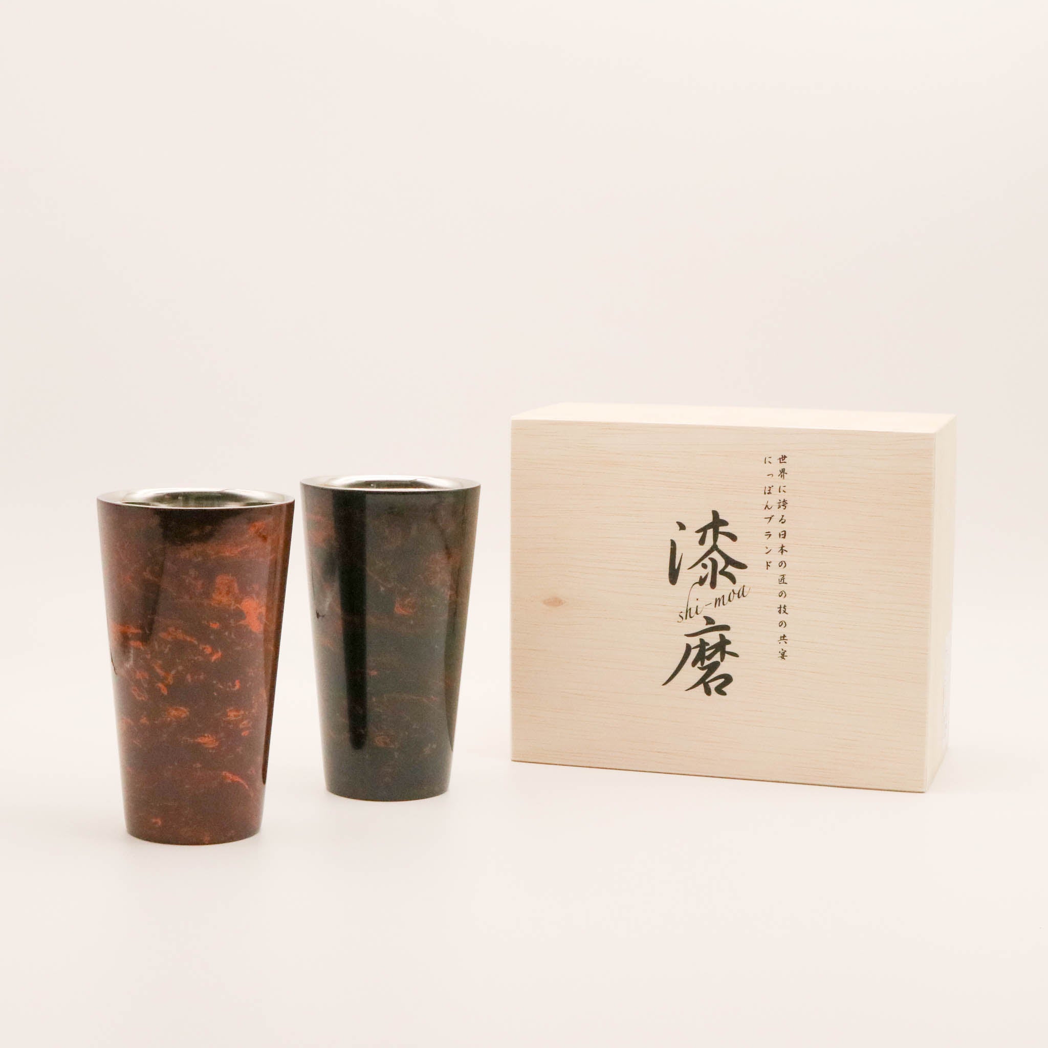 山中塗 カップ | 漆磨 | 白檀 ストレート | 二重構造 黒×赤