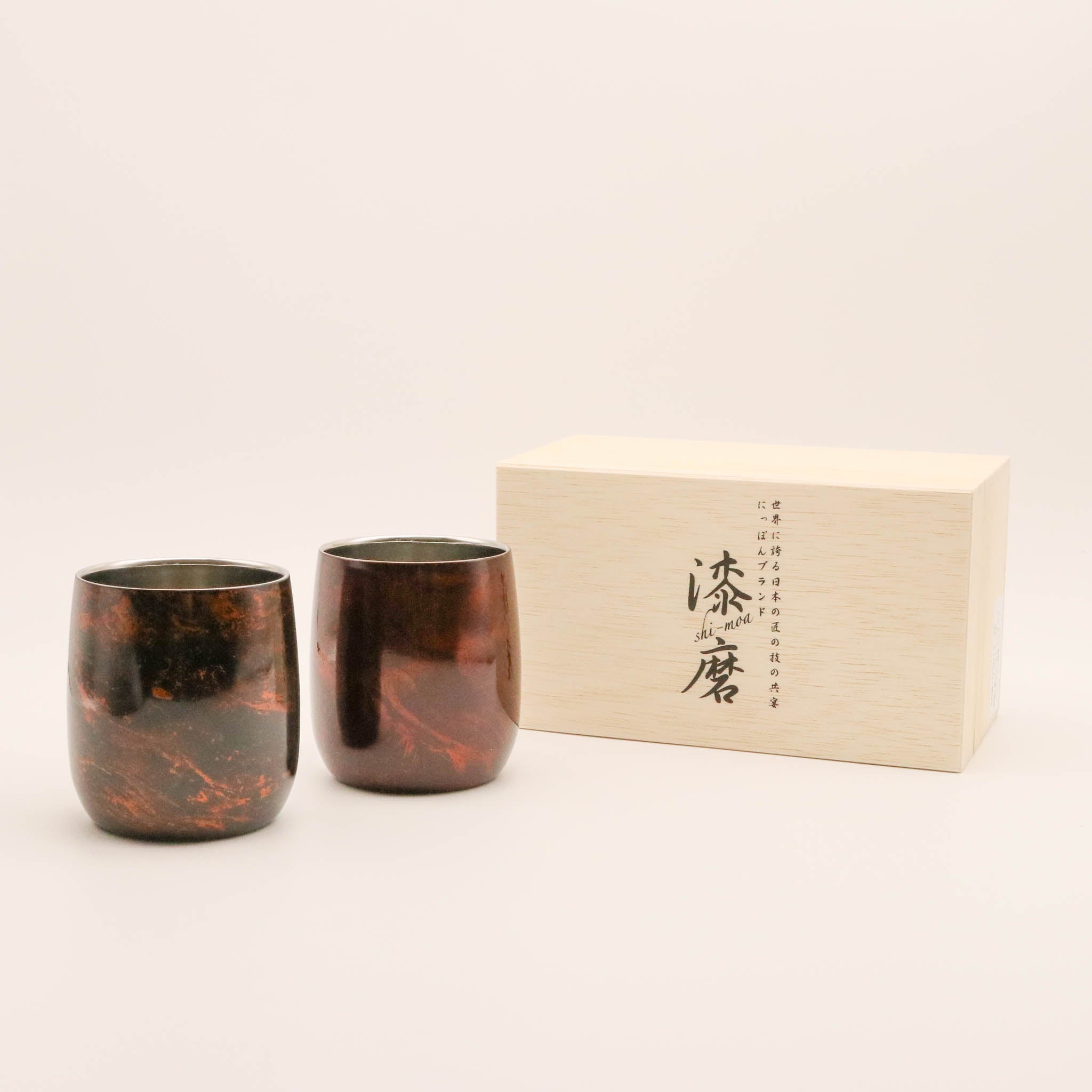 山中塗 カップ | 漆磨 | 白檀 ダルマ | 二重構造 黒×赤