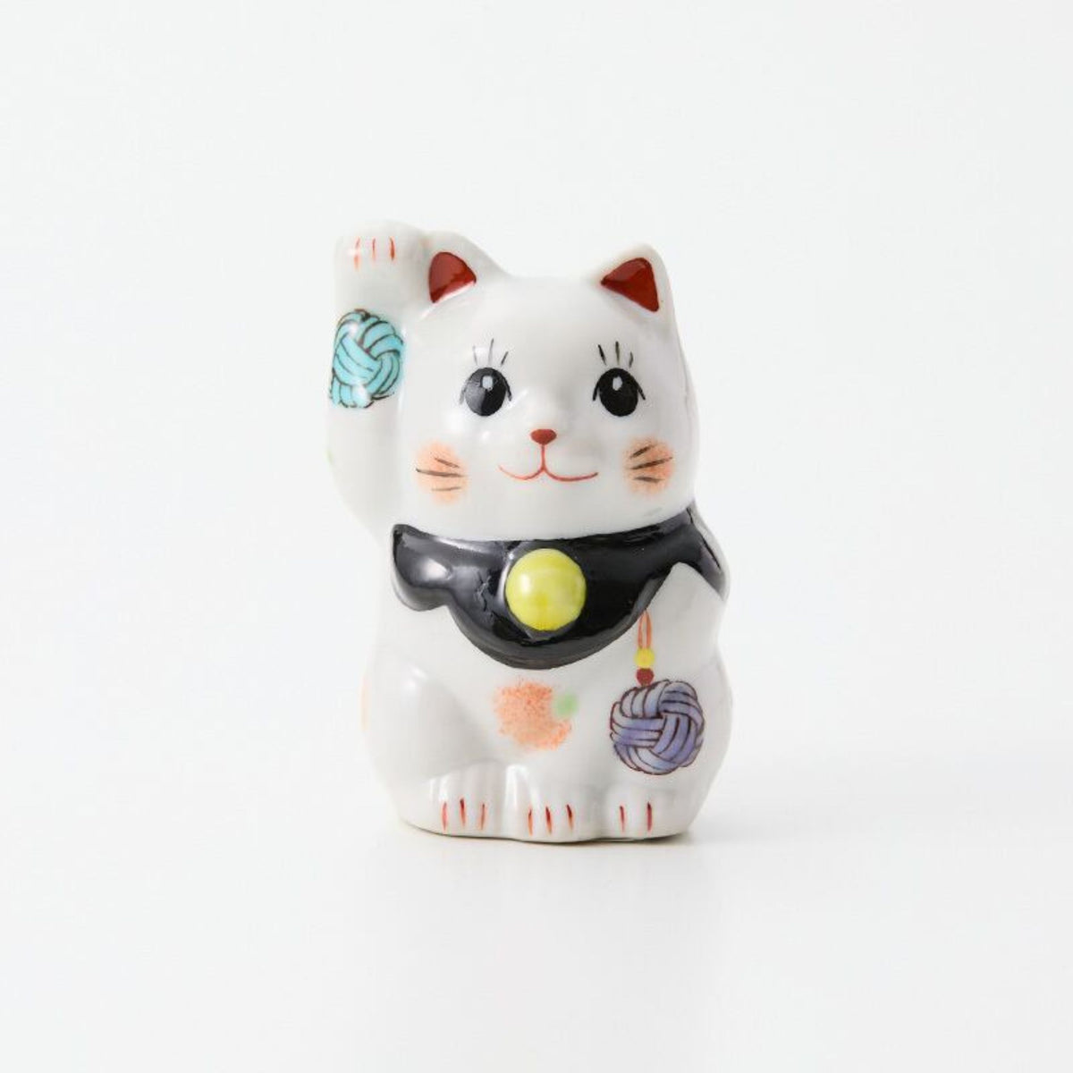 九谷焼 置物 | ミニ招き猫 水引-結- ペアセット | 赤/黒 | 虚空蔵窯