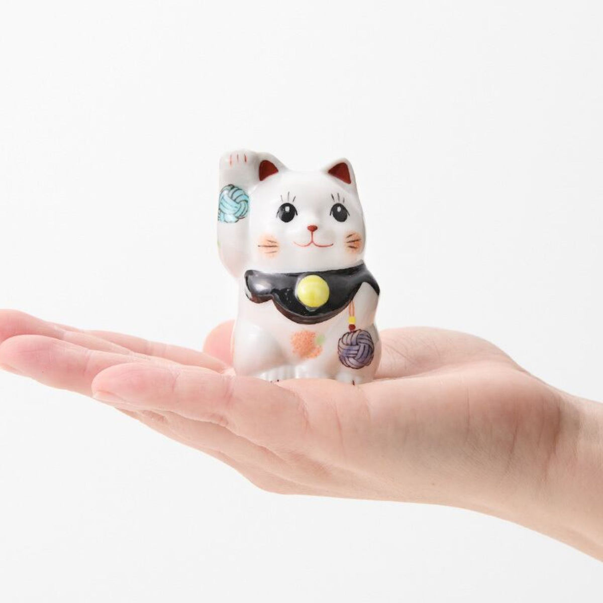 九谷焼 置物 | ミニ招き猫 水引-結- ペアセット | 赤/黒 | 虚空蔵窯