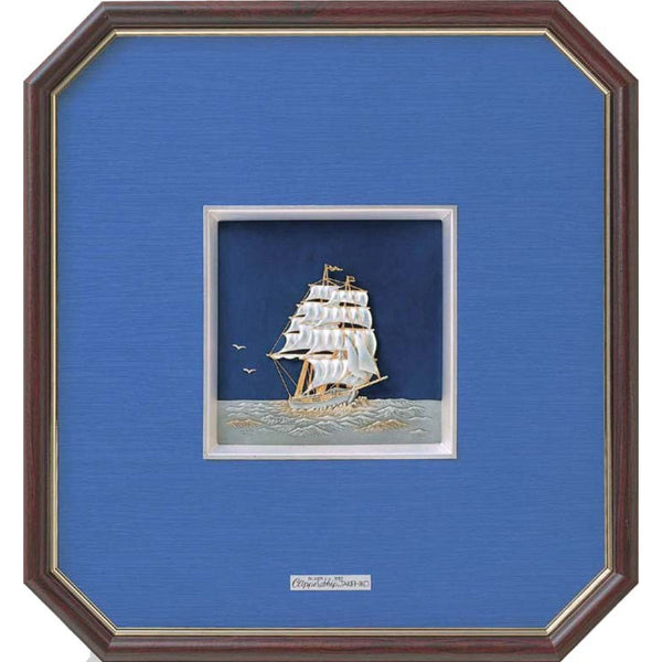 東京銀器 額 | 純銀 帆船 | 木製八角フレーム 5・6・7号 | 関工芸