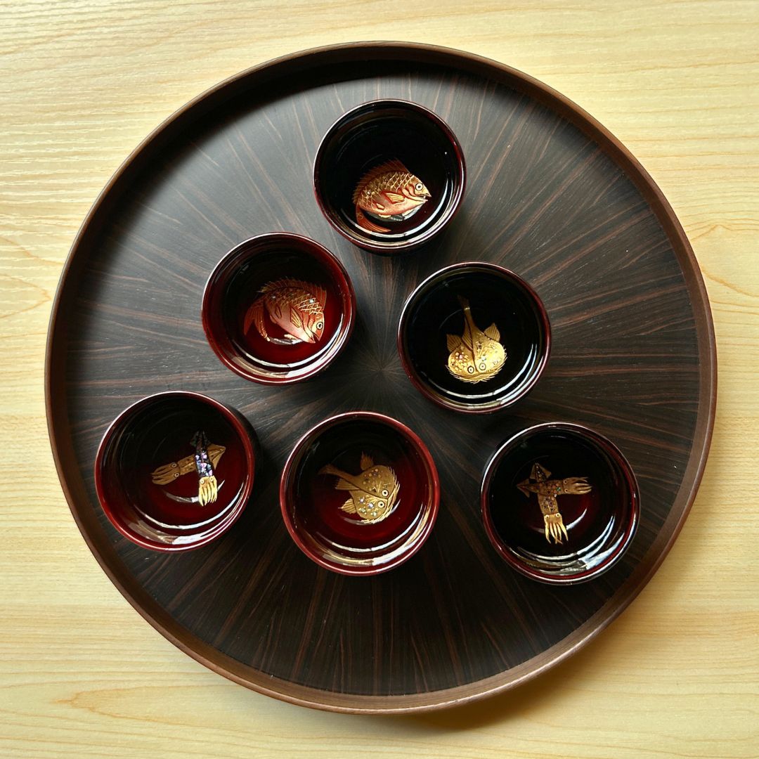 輪島塗 ぐい呑み | 鯛 | 蒔絵 朱溜 | 八井漆器本店