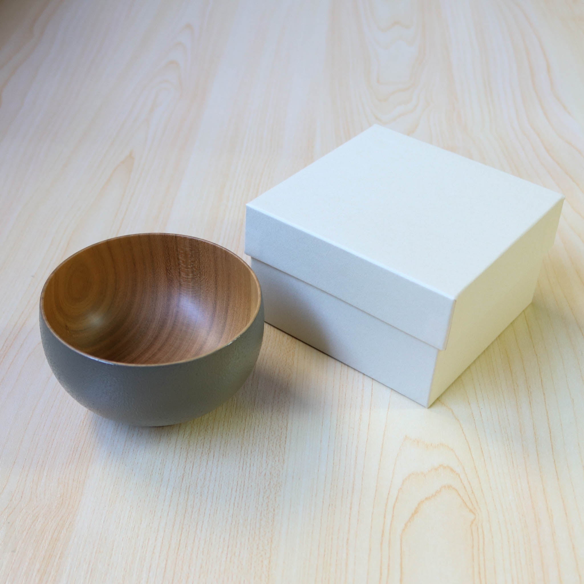 山中漆器 子供用食器 | しらさぎ椀S sibo | 桜 ナチュラル×グレー | 白鷺木工