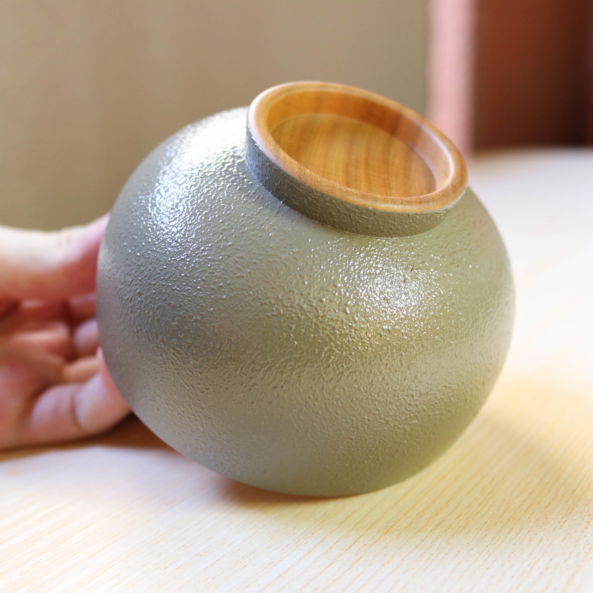 山中漆器 子供用食器 | しらさぎ椀S sibo | 桜 ナチュラル×グレー | 白鷺木工