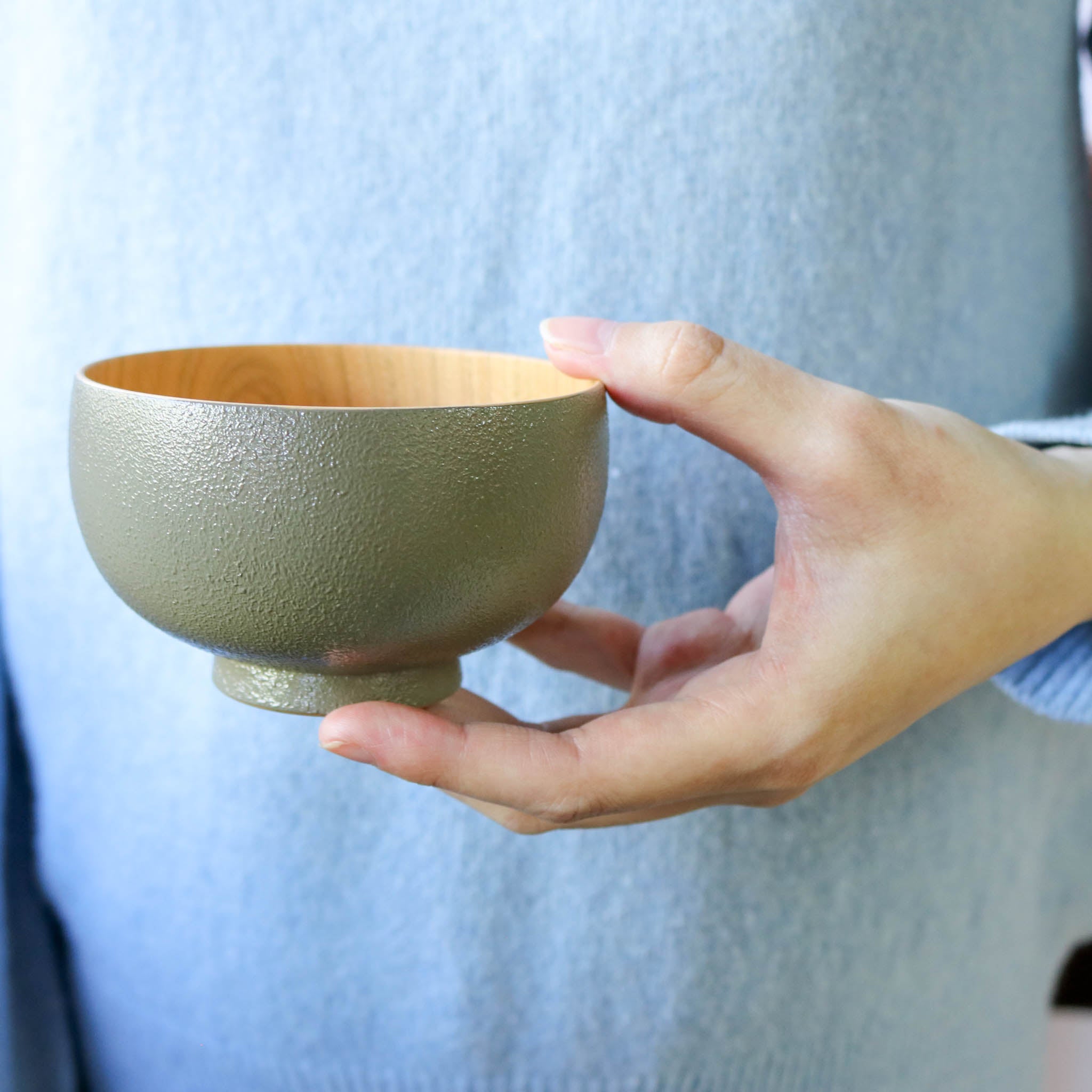 山中漆器 子供用食器 | しらさぎ椀S sibo | 桜 ナチュラル×グレー | 白鷺木工