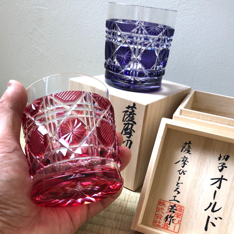 薩摩切子 ロックグラス | オールド | 金赤 | 薩摩びーどろ工芸 - 日本
