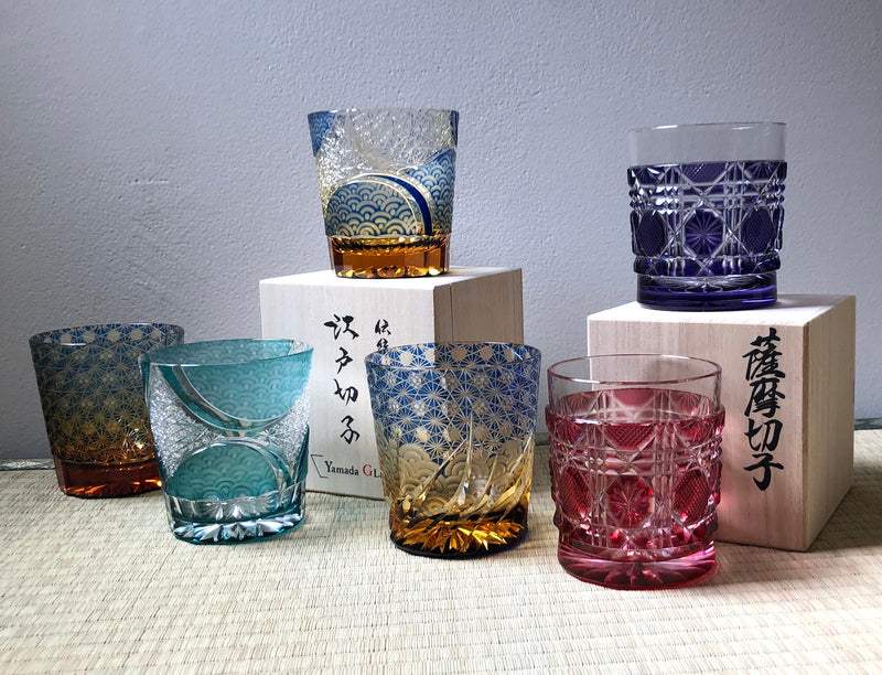 薩摩切子 ロックグラス | オールド | 金紫 | 薩摩びーどろ工芸 - 日本