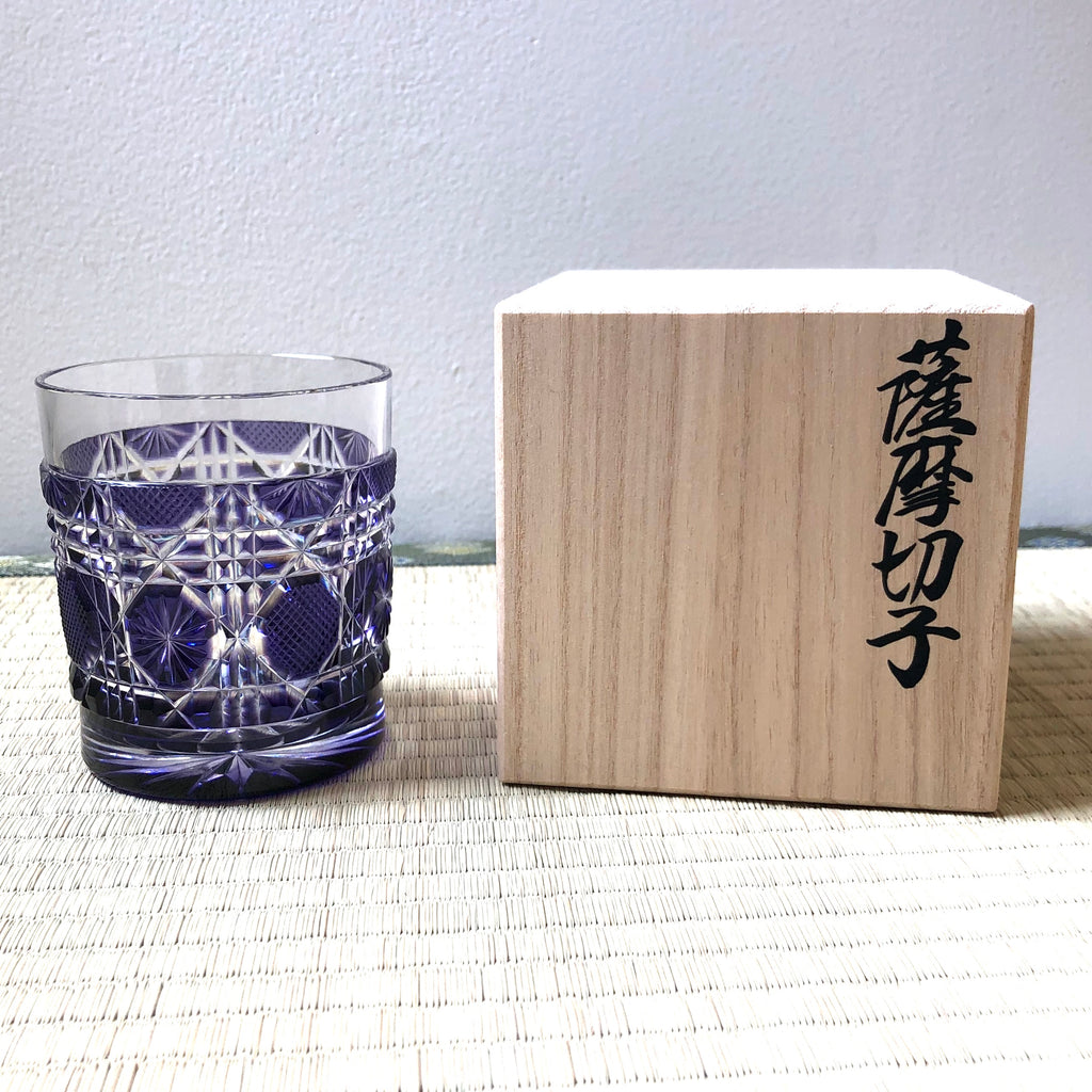 薩摩切子 ロックグラス | オールド | 金紫 | 薩摩びーどろ工芸 - 日本 