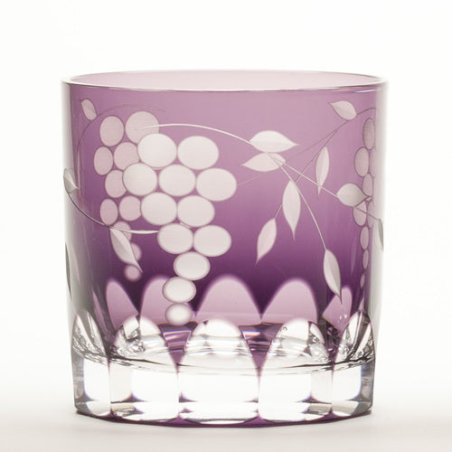江戸切子 グラス | 葡萄文様 ミニオールド |紫 | ミツワ硝子工芸