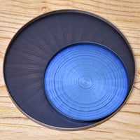 お盆 トレイ | Round Rays Tray (丸) S φ280 | ホワイトシカモア　藍染 | 森工芸