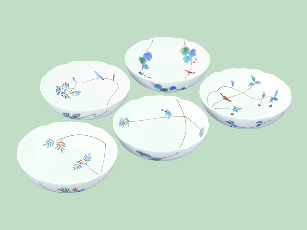 有田焼 皿 | 小鳥の詩 | 小鉢5個セット | 香蘭社 - 日本工芸堂（想いを