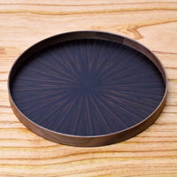 お盆 トレイ | Round Rays Tray (丸) L φ440 | 黒檀 | 森工芸