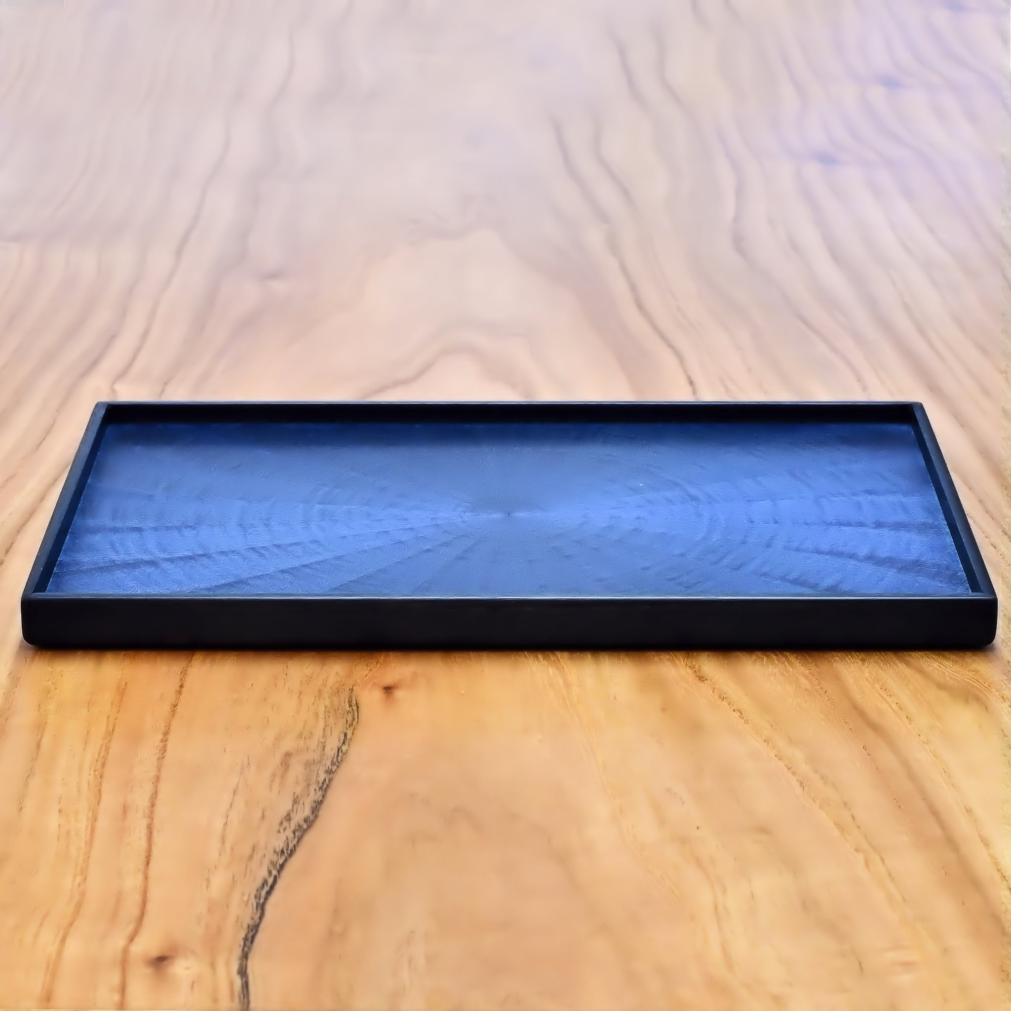 お盆 トレイ | Rectangle Rays Tray (四角) | ホワイトシカモア 藍染 | 森工芸