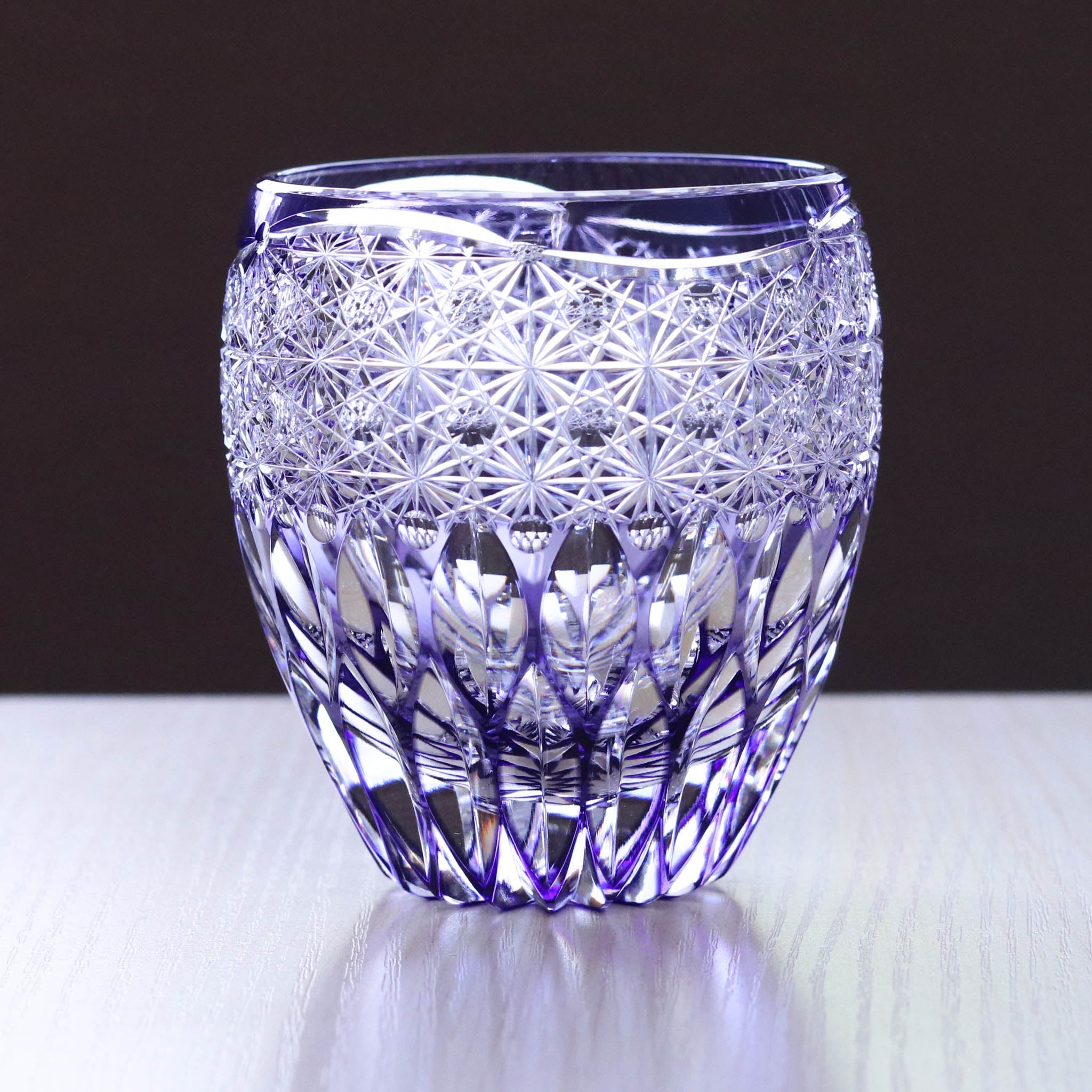 江戸切子 ロックグラス | 蓮華 | 紫 | 東亜硝子工芸