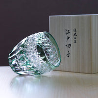 江戸切子 ロックグラス | 向日葵 | 緑 | 東亜硝子工芸