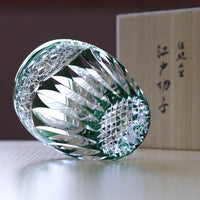 江戸切子 ロックグラス | 向日葵 | 緑 | 東亜硝子工芸