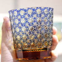 江戸切子 オールドグラス | 縁繋ぎ | 琥珀 瑠璃 | 山田硝子