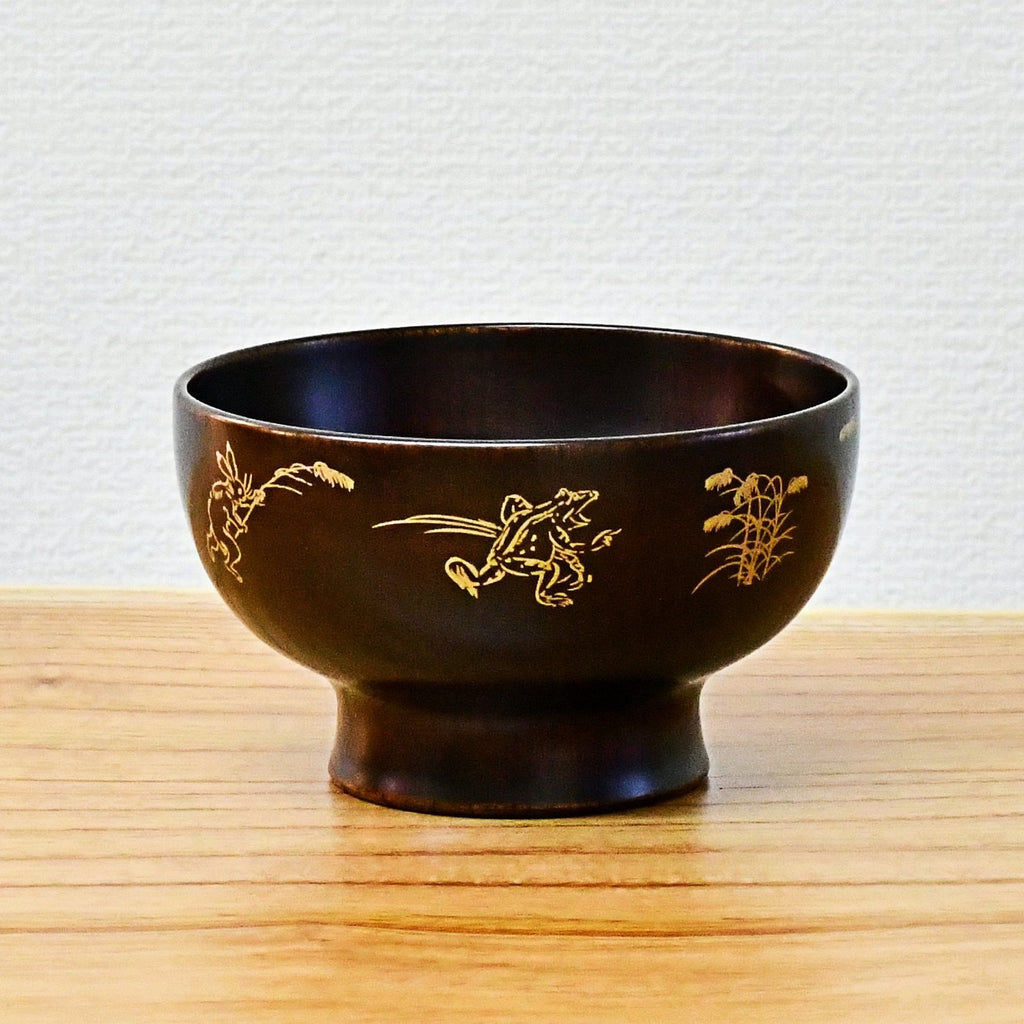 越前漆器 お椀 | 鳥獣戯画 | 内黒 | 土直漆器 - 日本工芸堂（想いを