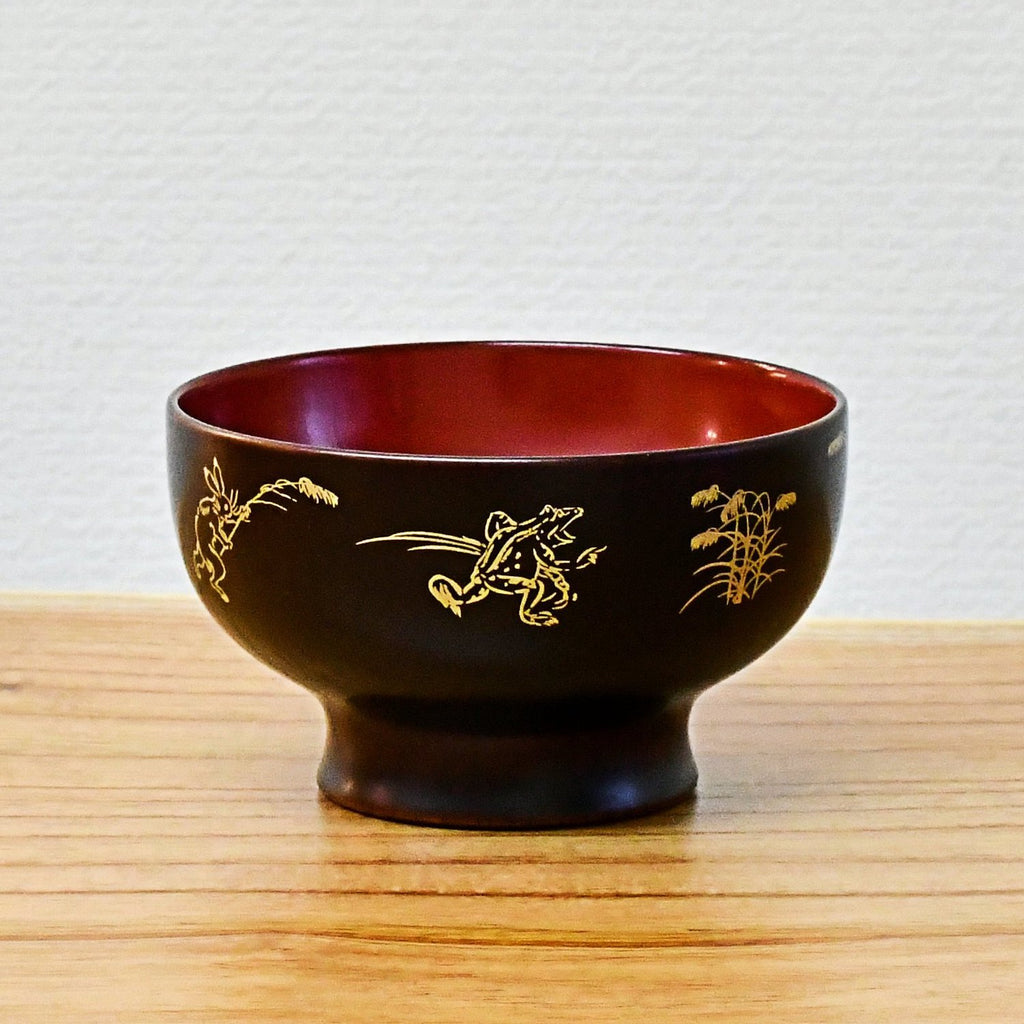 越前漆器 お椀 | 鳥獣戯画 | 内朱 | 土直漆器 - 日本工芸堂（想いを 