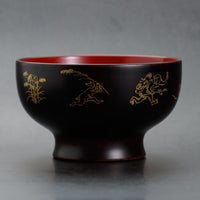 越前漆器 お椀 | 鳥獣戯画 | 内朱 | 土直漆器