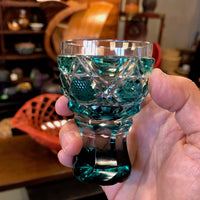 薩摩切子 台付きグラス | 馬上杯 | 緑 | 薩摩びーどろ工芸