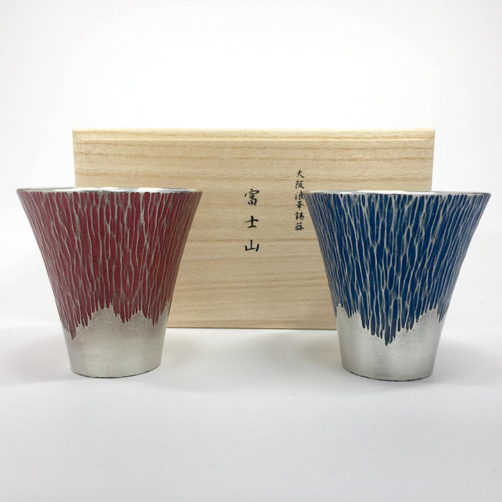 大阪浪華錫器 タンブラー |富士山 タンブラーペア（赤・青）| 大阪錫器