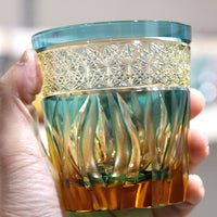 江戸切子 ロックグラス | hibana 火華 | 琥珀・緑 | haku硝子