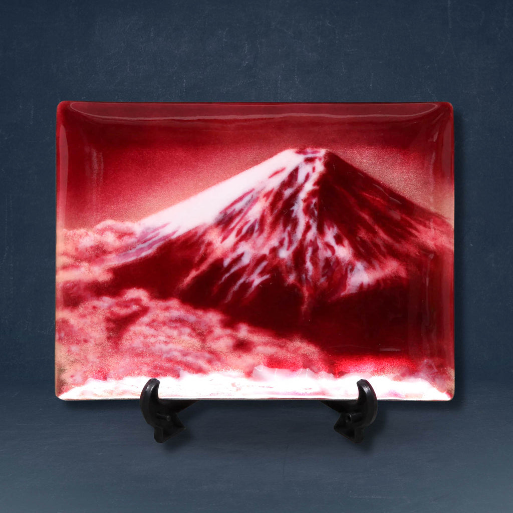 七宝焼き | 飾皿 | 赤富士 18x24 - 日本工芸堂（想いをつなぐ、工芸