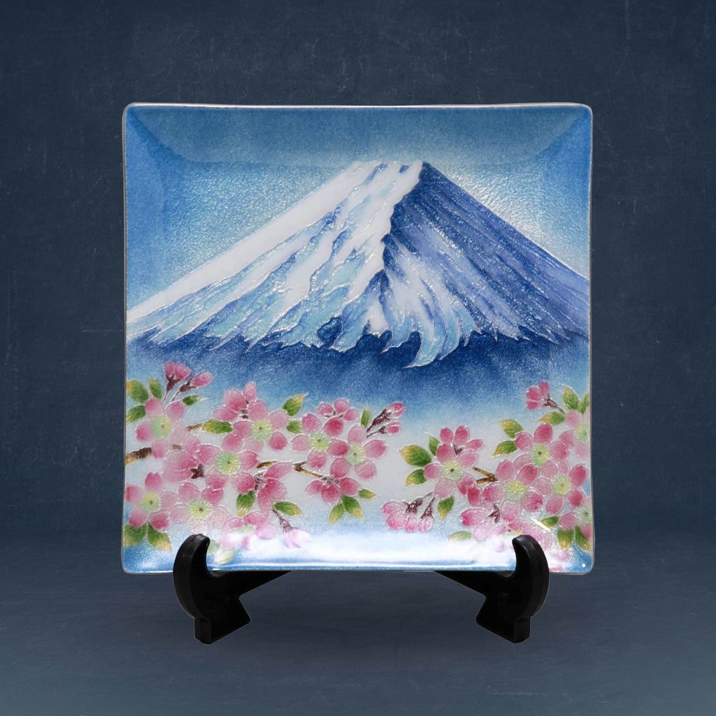 七宝焼き | 飾皿 | 富士桜 24x24 - 日本工芸堂（想いをつなぐ、工芸