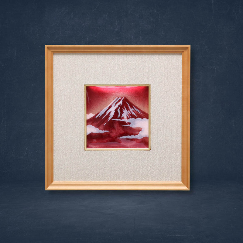七宝焼き | 額 | 新赤富士 26×26×3 - 日本工芸堂（想いをつなぐ、工芸 