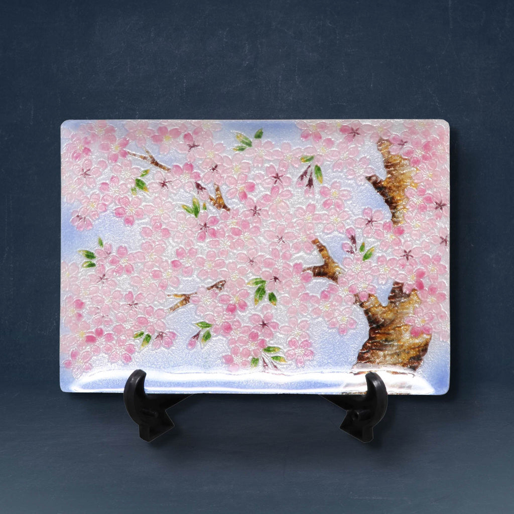 七宝焼き | 飾皿 | 桜 15x21 - 日本工芸堂（想いをつなぐ、工芸専門